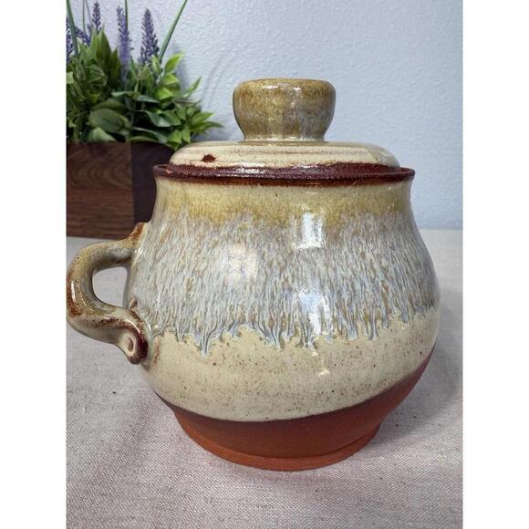 ARTIST SIGNED MULTI COLOR STUDIO POTTERY POT WITH LID - Picture 4 of 9